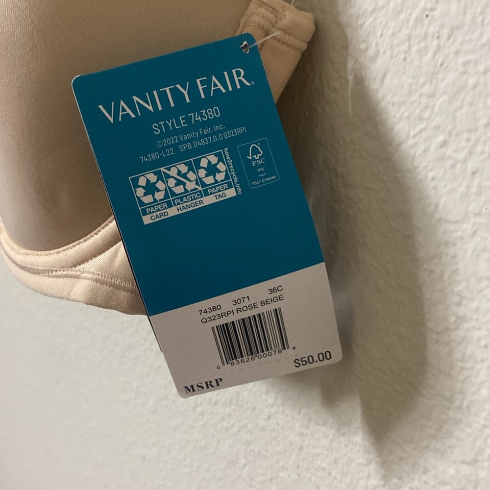 🎈NWT Vanity Fair Women's Cream Strapless No Slip Bra! - Picture 5 of 9